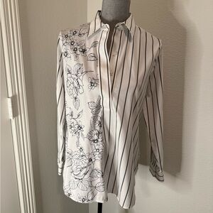 Chico’s Long Sleeve “No Iron” Pullover Top w/ Button Front - 0